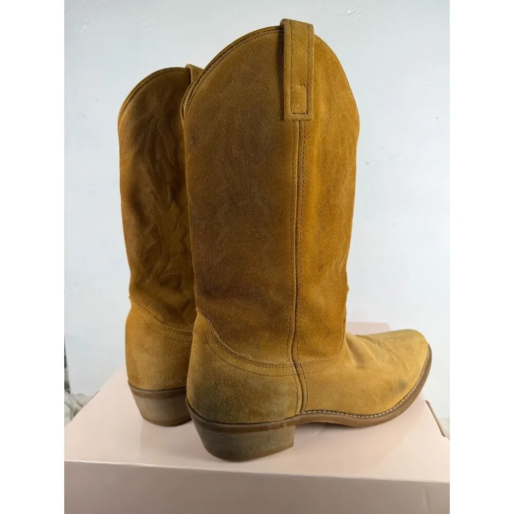 Vintage Laredo Cowboy Boot Mens 10.5 Extra Wide Drew 68216 Tan Suede Western EW